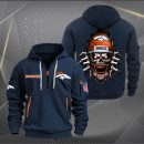 Denver Broncos Football Player Skull Quarter Zip Hoodie