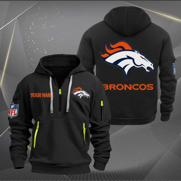 Denver Broncos Logo NFL Quarter Zip Hoodie Ver 255