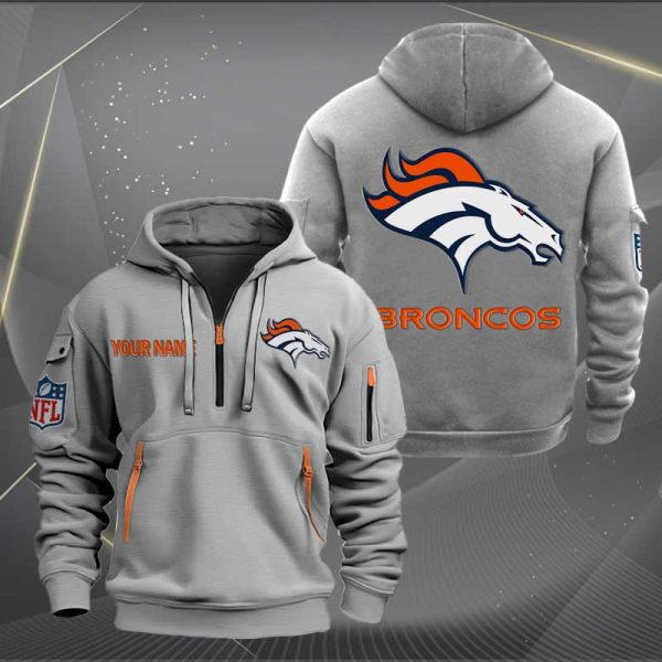 Denver Broncos Logo NFL Quarter Zip Hoodie Ver 255 - Image 3