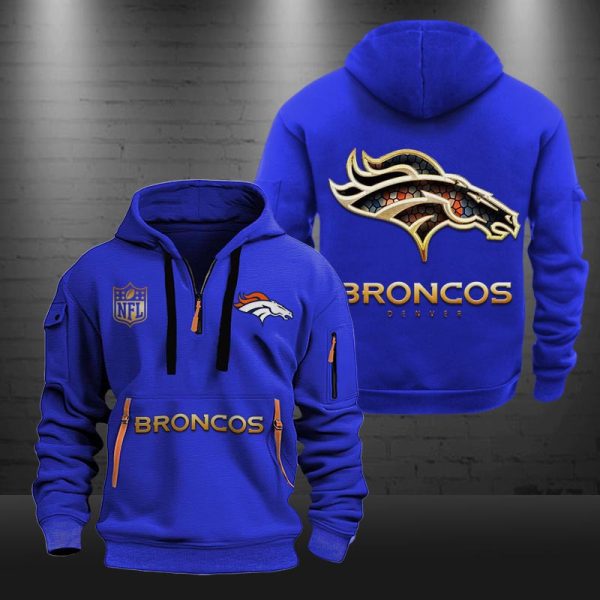 Denver Broncos Golden Logo NFL Quarter Zip Hoodie - Image 5