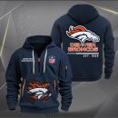 Denver Broncos Monster Scratch 2 Logo NFL Quarter Zip Hoodie