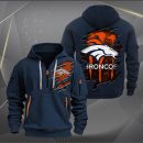 Denver Broncos Scratch Logo NFL Quarter Zip Hoodie Ver 244