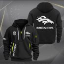 Denver Broncos White Logo NFL Quarter Zip Hoodie