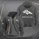 Denver Broncos White Logo NFL Quarter Zip Hoodie