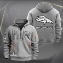 Denver Broncos White Logo NFL Quarter Zip Hoodie
