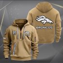 Denver Broncos White Logo NFL Quarter Zip Hoodie