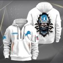 Detroit Lions Football Player Skull Quarter Zip Hoodie