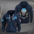 Detroit Lions Football Player Skull Quarter Zip Hoodie