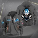 Detroit Lions Football Player Skull Quarter Zip Hoodie