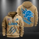 Detroit Lions Monster Scratch Logo NFL Quarter Zip Hoodie