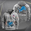 Detroit Lions Monster Scratch 2 Logo NFL Quarter Zip Hoodie
