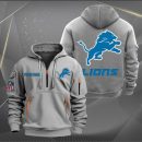 Detroit Lions Logo NFL Quarter Zip Hoodie Ver 258