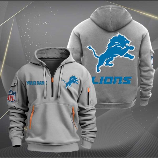 Detroit Lions Logo NFL Quarter Zip Hoodie Ver 258 - Image 3