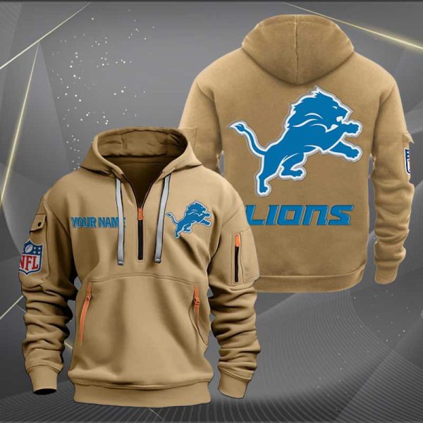 Detroit Lions Logo NFL Quarter Zip Hoodie Ver 258 - Image 4