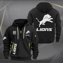 Detroit Lions White Logo NFL Quarter Zip Hoodie