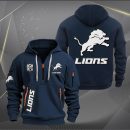 Detroit Lions White Logo NFL Quarter Zip Hoodie