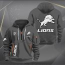 Detroit Lions White Logo NFL Quarter Zip Hoodie
