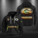 Green Bay Packers Golden Logo NFL Quarter Zip Hoodie