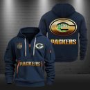 Green Bay Packers Golden Logo NFL Quarter Zip Hoodie