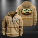 Green Bay Packers Golden Logo NFL Quarter Zip Hoodie
