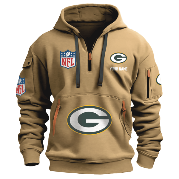 Green Bay Packers Premium NFL Quarter Zip Hoodie - Image 3