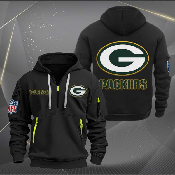 Green Bay Packers Logo NFL Quarter Zip Hoodie Ver 260