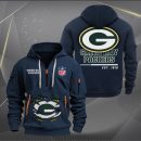 Green Bay Packers Monster Scratch 2 Logo NFL Quarter Zip Hoodie