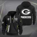 Green Bay Packers White Logo NFL Quarter Zip Hoodie
