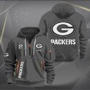 Green Bay Packers White Logo NFL Quarter Zip Hoodie