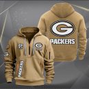 Green Bay Packers White Logo NFL Quarter Zip Hoodie