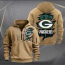 Green Bay Packers Scratch Logo NFL Quarter Zip Hoodie Ver 236