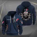 Houston Texans Football Player Skull Quarter Zip Hoodie
