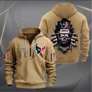 Houston Texans Football Player Skull Quarter Zip Hoodie