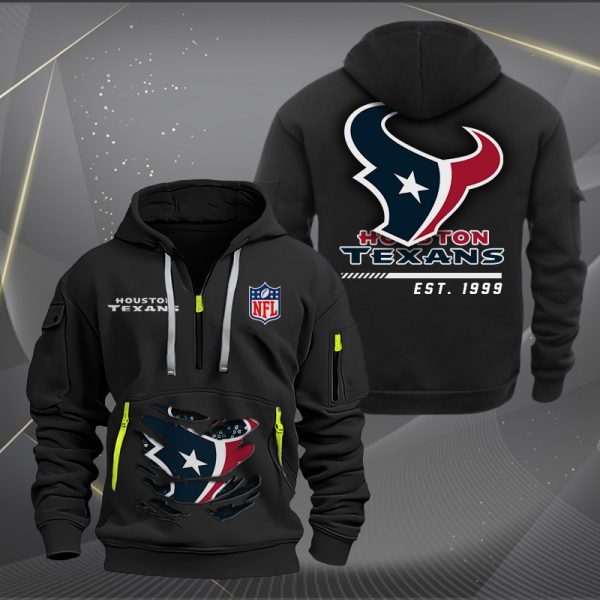 Houston Texans Monster Scratch 2 Logo NFL Quarter Zip Hoodie