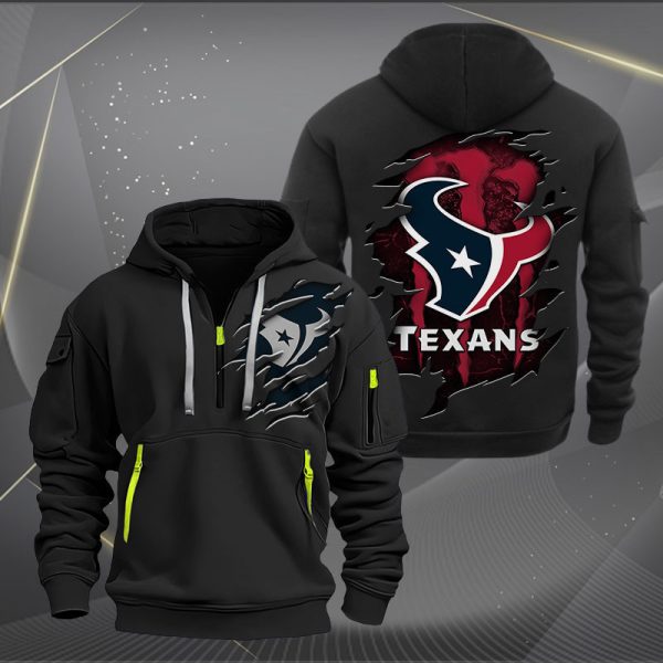 Houston Texans Scratch Logo NFL Quarter Zip Hoodie Ver 225