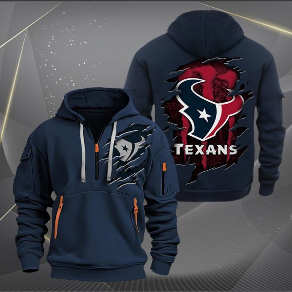 Houston Texans Scratch Logo NFL Quarter Zip Hoodie Ver 225 - Image 2