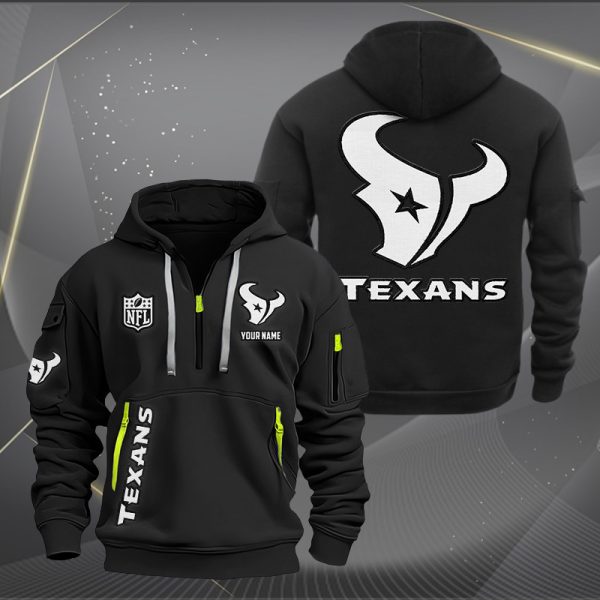 Houston Texans White Logo NFL Quarter Zip Hoodie