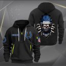 Indianapolis Colts Football Player Skull Quarter Zip Hoodie