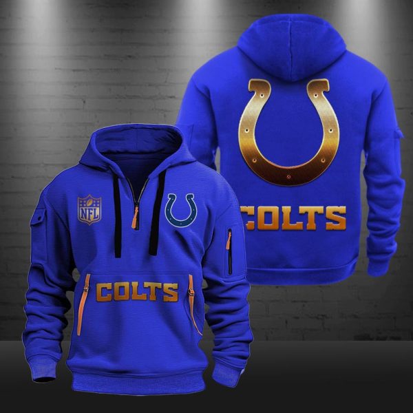 Indianapolis Colts Golden Logo NFL Quarter Zip Hoodie