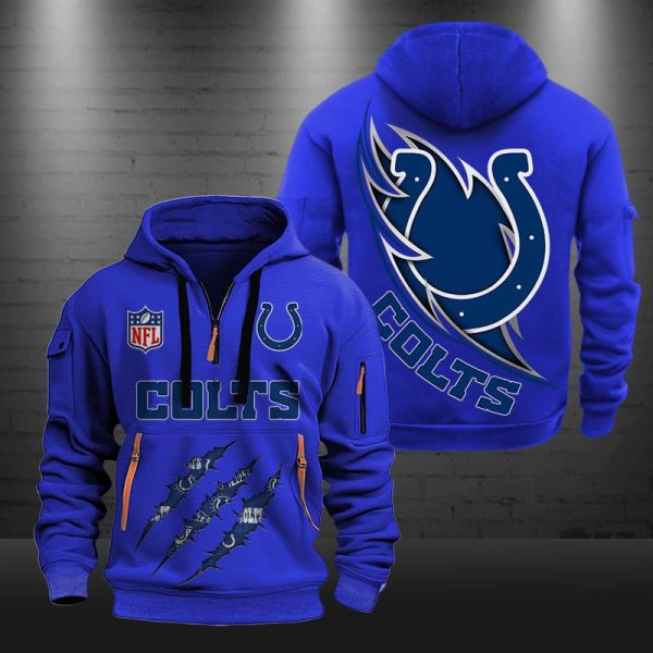 Indianapolis Colts Monster Scratch Logo NFL Quarter Zip Hoodie
