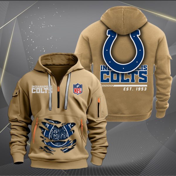 Indianapolis Colts Monster Scratch 2 Logo NFL Quarter Zip Hoodie - Image 4