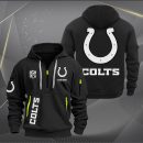 Indianapolis Colts White Logo NFL Quarter Zip Hoodie