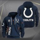 Indianapolis Colts White Logo NFL Quarter Zip Hoodie