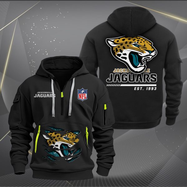 Jacksonville Jaguars Golden Logo NFL Quarter Zip Hoodie