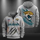 Jacksonville Jaguars Monster Scratch Logo NFL Quarter Zip Hoodie
