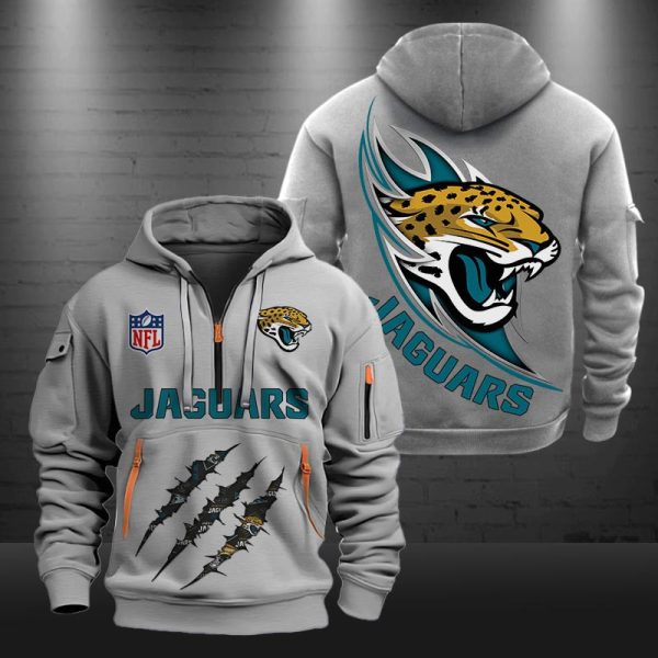 Jacksonville Jaguars Monster Scratch Logo NFL Quarter Zip Hoodie