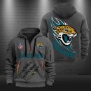 Jacksonville Jaguars Monster Scratch Logo NFL Quarter Zip Hoodie