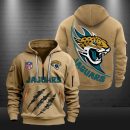 Jacksonville Jaguars Monster Scratch Logo NFL Quarter Zip Hoodie
