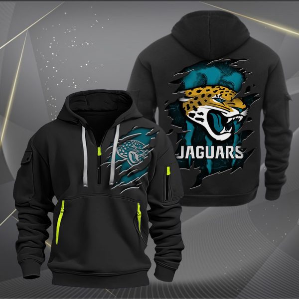 Jacksonville Jaguars Scratch Logo NFL Quarter Zip Hoodie Ver 234
