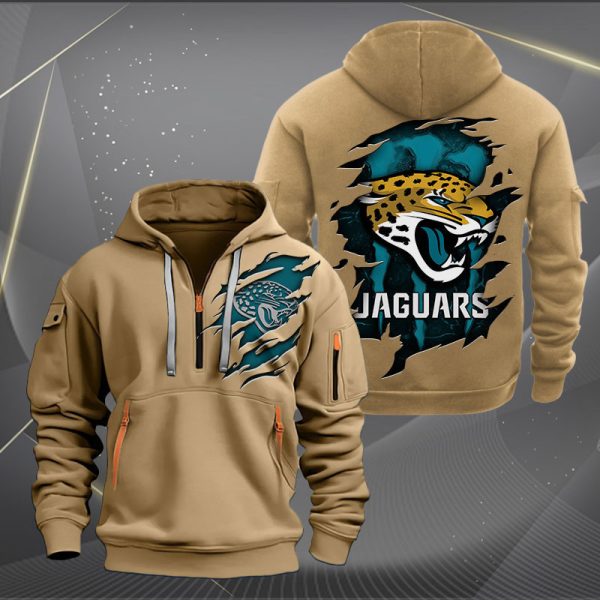 Jacksonville Jaguars Scratch Logo NFL Quarter Zip Hoodie Ver 234 - Image 4